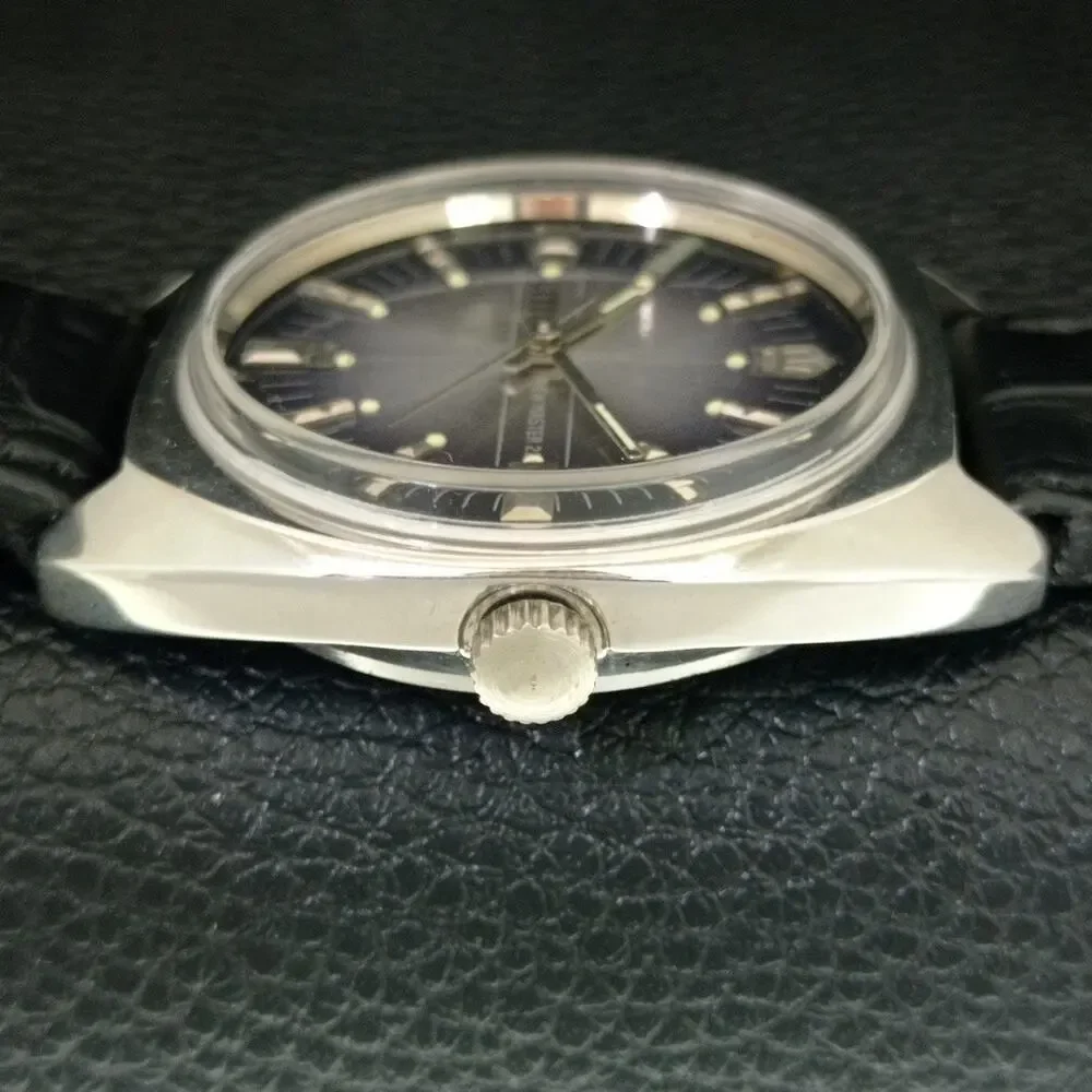 Vintage 1976 Citizen Manual Wound Mens Silver Watch & Gray accents